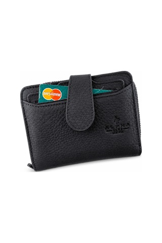Alphaclub Bag Kadın Çok Bölmeli Kartlıklı Çıtçıt Kapamalı Cüzdan Siyah