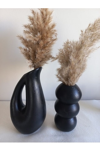 Sürahi Balon Vazo Set Siyah Siyah