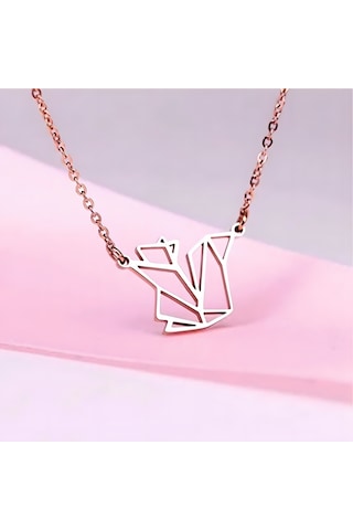 Sincap Origami Gümüş Kolye - Rose Pembe