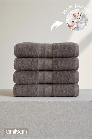 4'lü Eko Antrasit Banyo Havlusu - 70x140 Cm, 345gr, %100pamuk, Spa Ve Otel Havlusu, Günlük Kullanıma Uygun Antrasit