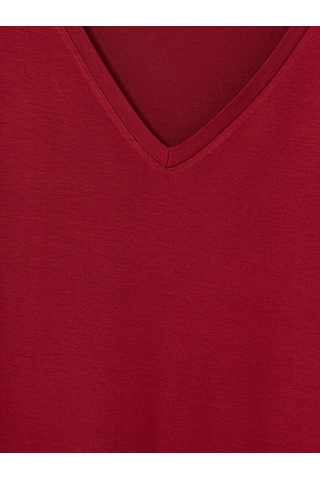 Lc Waikiki Lc Waıkıkı Bordo V Yaka Kadın Tişört