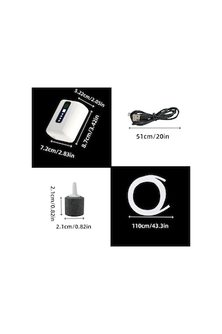 Elmpaly Usb Şarjlı Lityum Akülü Akvaryum Hava Pompası Sessiz Köpük Makinesi Taşınabilir Canlı Yem Üfleyici Balık Kovası Aile Akvaryumu Yüksek Oksijenli Balıklar Köpük Üretici