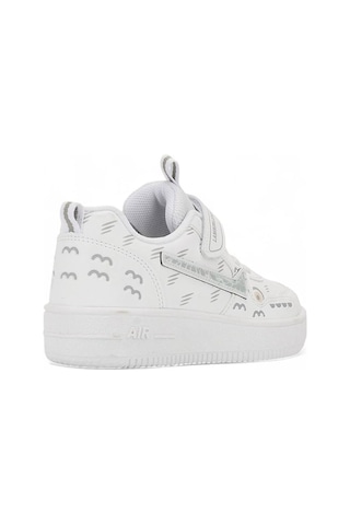 Unisex Çocuk Spor Ayakkabı Ortopedik Lastik Bağcık Cırtlı Desenli Kaymaz Taban Yürüyüş Sneaker 033 10-beyaz