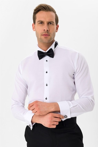 Süvari Siyah Slim Fit Düz Ata Yaka Gömlek