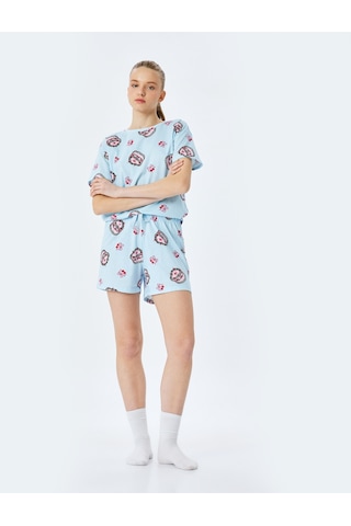 Koton Pamuklu Baskılı Kısa Kollu Kadın Şortlu Pijama Takımı Pembe Desenli 5slk40066mk Pembe Desenli Pembe