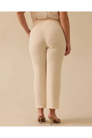 Kadın Büyük Beden Pile Detaylı Cepli Pantolon Gala-xi Krem