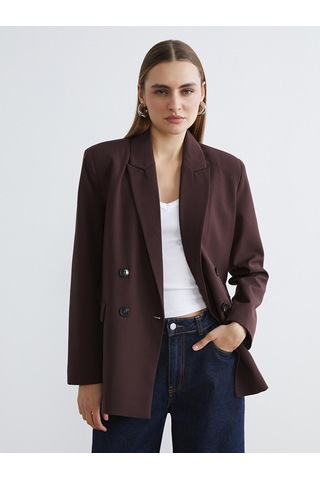 Lcw Everyday Bordo Kruvaze Yaka Kadın Blazer Ceket