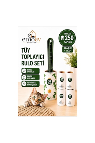 Tüy Toplayıcı Rulo Seti 5 Başlık / Toplam 250 Yaprak - Yüksek Yapışkanlı Kedi Köpek Tüyı, Halı, Koltuk Ve Giysi Temizleme Rulosu Tüy Toplayıcı Rulo Seti 5 Başlık / Toplam 250 Yaprak - Yüksek Yapışkanlı Kedi Köpek Tüyı, Halı, Koltuk Ve Giysi Temizleme Rulosu