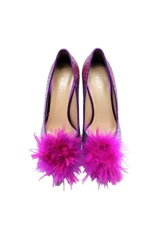 Poletto Hakiki Deri /tekstil Pembe-fusya Ayakkabı Gece/abiye 9839 44-1122 Pembe