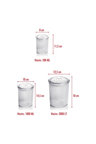 18'li Barok Yuvarlak 3 Boy Kavanoz Seti & Saklama Kabı & Erzak Kabı 6 2000 Ml, 6 1000 Ml ,6 500 Ml Sarı