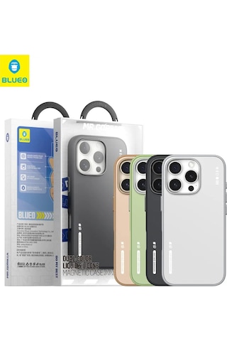 Apple Uyumlu iPhone Blueo 16 Pro Dual Color Liquid Silikon Magsafe Beyaz Telefon Kılıfı
