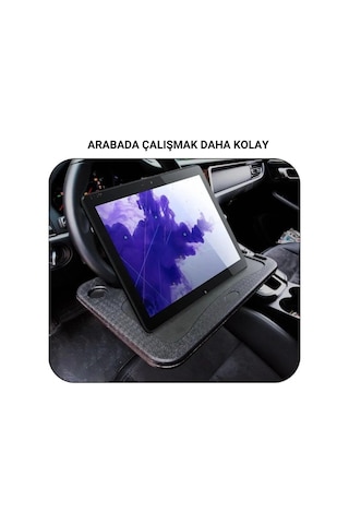 Polham 42x28 Cm Tüm Direksiyonlara Uyumlu Araç İçi Direksiyon Masası, Çift Taraflı Yemek Ve Çalışma Masası