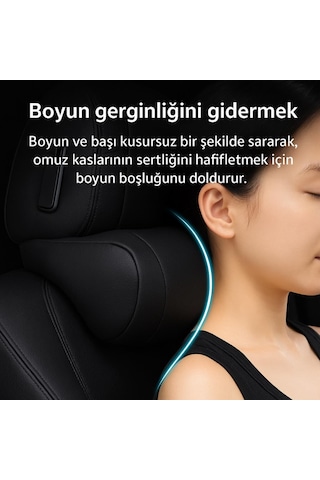 Coofbe Tüm Araçlara Uyumlu Ortopedik Araç Boyun Baş Yastığı Oto Koltuk Başlığı, Oto Boyun Yastığı Car Headrest Siyah