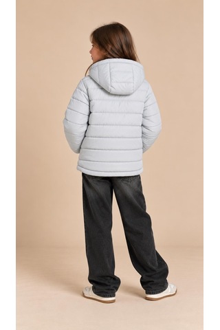 Alexandergardi Puffer Kapüşonlu Unisex Çocuk Şişme Mont Gri