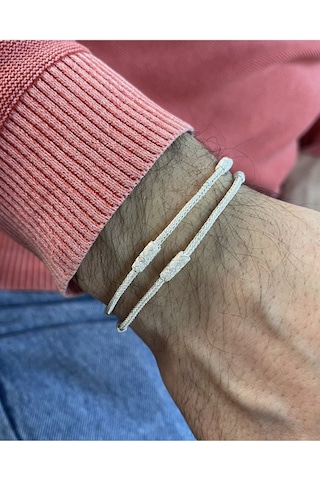 Kazzaze Oksitli Gümüş Kazaziye El Yapımı Çift Sıra Bileklik