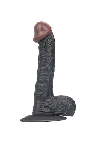 Truva Shop Realistik 19.5 CM Vantuzlu Gerçekçi Siyah Zenci Yapay Dildo Penis