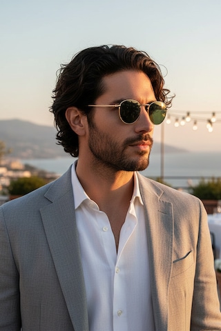 Daniel Klein Dk3263-2 Yeşil Gold Metal Design Yuvarlak Oval Polarize Camlı Unisex Güneş Gözlüğü Gold