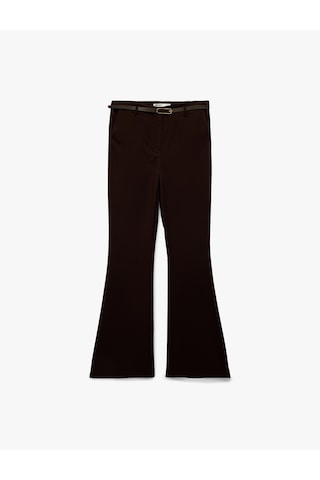 Koton Slim Fit Cepli Viskon Karışımlı Kemer Detaylı İspanyol Paça Pantolon Kahverengi 6wak40203uw Kahve