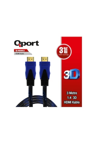 Qport Hdmı To Hdmı 3 M Altın Uçlu Kablo Q-hdmı3