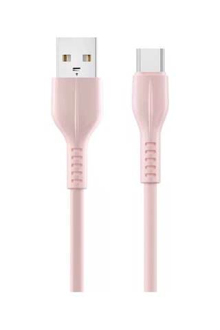 Geeksen Type C Usb Kablo, 2a Hızlı Şarj Ve Veri Transferi, Silikon Malzeme, 1 Metre Uzunluk, Pembe