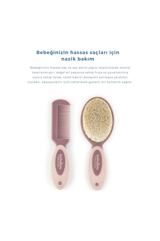Babyjem Sertifikalı Yumuşak Doğal Bebek Kıl Fırça Tarak Seti Mavi