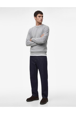 Koton Pamuklu Uzun Kollu Şardonlu Bisiklet Yaka Erkek Basic Sweatshirt Gri 6wam70017mk