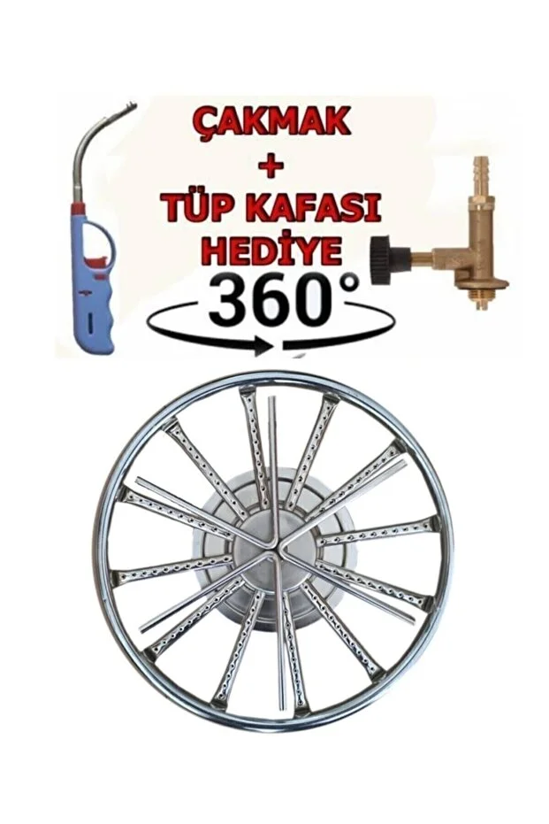 Vakia 38 Cm Nikelaj Döner Başlıklı Portatif Künefe - Balık - Su Böreği Pişirme Ocağı Piknik Tüp Uyumlu Antrasit