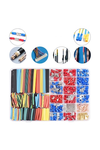 Isıyla Daralan Renkli Makaron + Kablo Pabuç Seti 678'li Paket