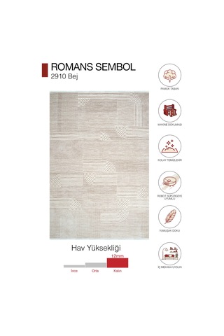Sembol 2910 Bej Modern Geometrik Akrilik Koridor Halısı