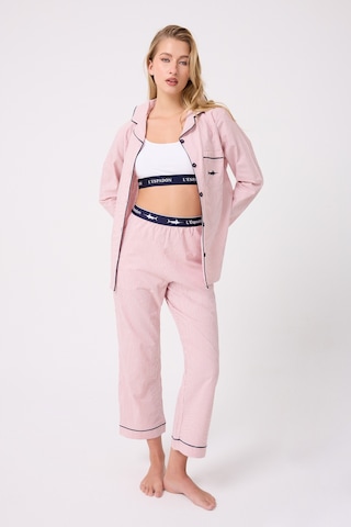 Lespadon Marısılk Seastrıpe Premium Dokuma Uzun Kollu Crop Pantolonlu Kadın Pijama & Lounge Takımı-3202 Altın