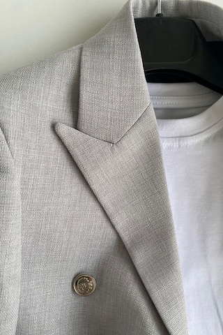 Milano Kruvaze Ceketli Tişörtlü Çocuk Takım Elbise Gri Gri