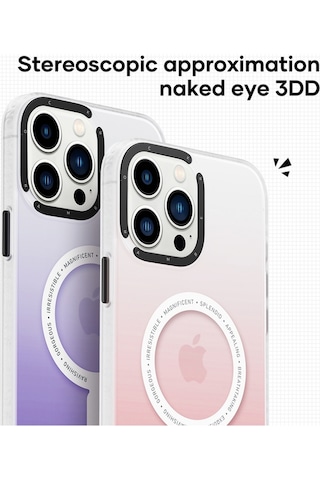 Rock Apple Uyumlu iPhone 14 Plus Amber Serisi Magsafe Kılıf Pembe Pembe