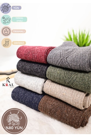 Kral Socks Kadın Koyun Yünü Lambswool Kışlık 3'lü Set Çorap ASORTİ