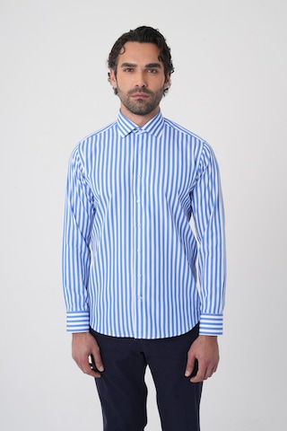 Bisse Erkek Regular Fit Uzun Kol İtalyan Yaka Pamuk Mavi Gömlek Gmczg250024 D35 Mavi