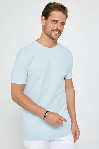 Tudors Erkek Slim Fit Dar Kesim %100 Pamuk Yumuşak Dokulu Desenli Mavi Bisiklet Yaka Tişört-31074-mavi Mavi