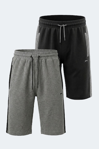 Slazenger Nando 2 Li Set Erkek Siyah - Koyu Gri Şort