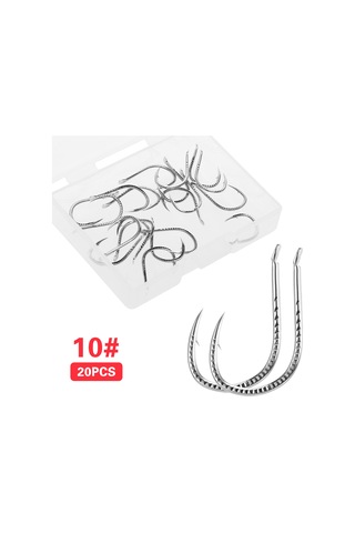 Yuntech01 20 Adet Yüksek Karbon Çelik Işini İğnesi 10 Numara, Çengelli Ve Çoklu Oluklu Tasarım, Balık Kaçırma Riskini Azaltır