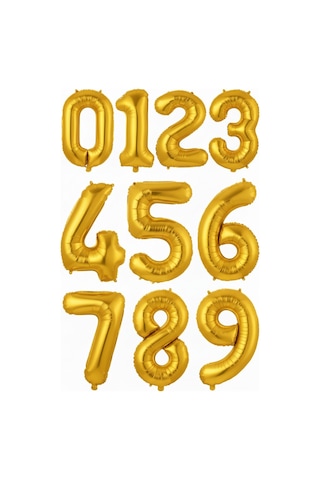 Folyo Balon Rakam Gold Renk 34 Inc 76 Cm Helyum Uyumlu 9