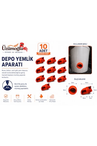 10 Adet Depo Yemlik Aparatı Kova, Bidon Ve Varil Uyumlu Tavuk, Civciv, Bıldırcın Ve Kanatlı Yemlik Aparatı