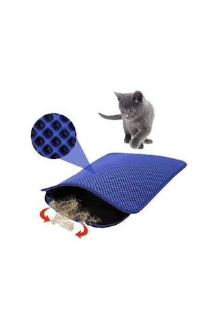 Ganko Elekli Kedi Tuvalet Önü Paspası Kedi Kumu Gri