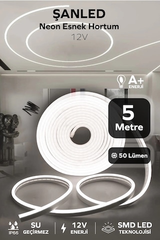Neon 12 Volt Esnek Hortum Led Beyaz 5 Metre 5 Metre Beyaz