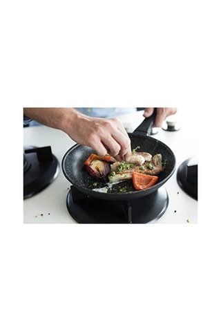Granit Kaplamalı Wok Tava - 30 Cm, Ergonomik Tasarım 001 Siyah
