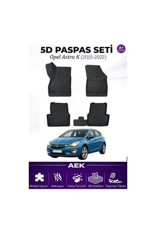 Opel Astra "k" 2015-2022 Araca Özel Havuzlu "karbon" Paspas Takım