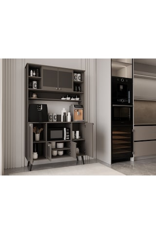 Melura Kahve Köşesi 120 Cm %100 Mdf Çok Amaçlı Dolap Gri