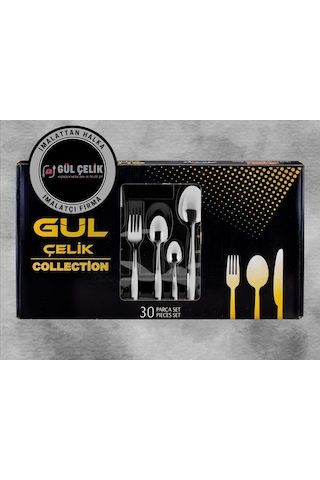 30 Parça 6 Kişilik Çatal Kaşık Seti Sade Model 18/0 Kalite Kutulu