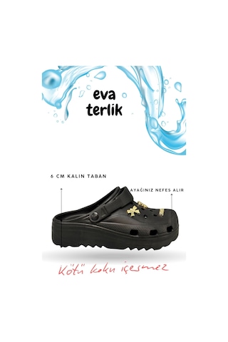 Sermoda Rahat Tabanlı Yüksek Ölçekli Hastane Aşçı Hemşire Doktor Terliği Eva Sabo Kadın Terlik Siyah