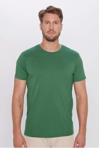 Tudors Unisex 5'li Paket Siyah-beyaz-füme-vizon-yeşil Slim Fit Dar Kesim %100 Pamuk Bisiklet Yaka Tişört-34886 Multi