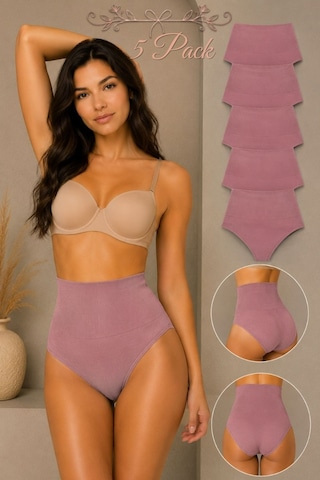 Fit Women Kadın Yüksek Bel Esnek 5 Li Külot Gül Kurusu