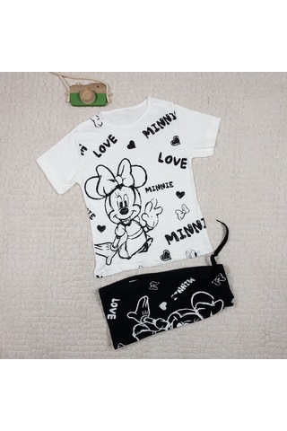 Momikon Kız Çocuk Minnie Mouse Baskılı Pamuklu Takım