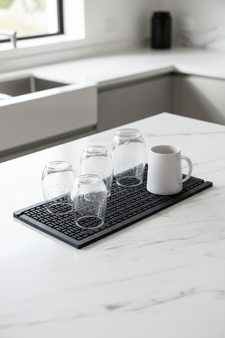 2 Li Avantaj: Çok Amaçlı Kauçuk Set, Bar Mat, Bulaşık Kurutma, Tencere Altlığı, Saksı Altlığı 6016-1533set Siyah